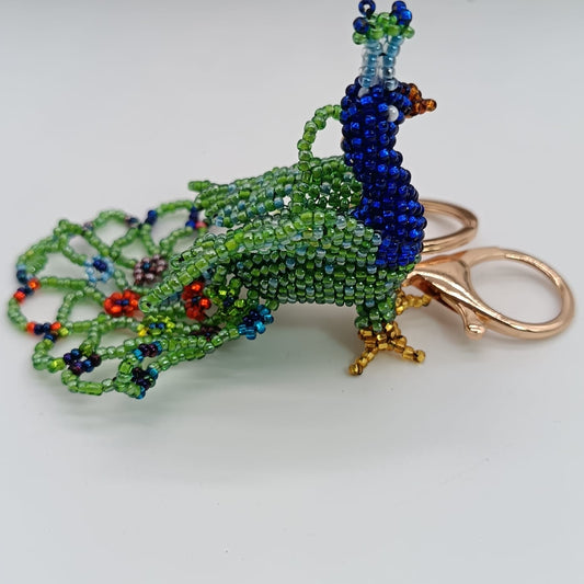 Bag charm - Beaded PEACOCK