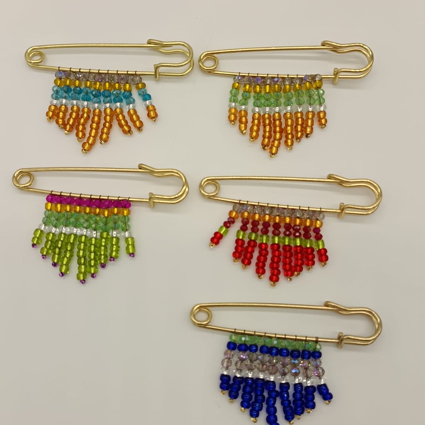 Beaded Safety Pin BROOCH - Set of 12 units
