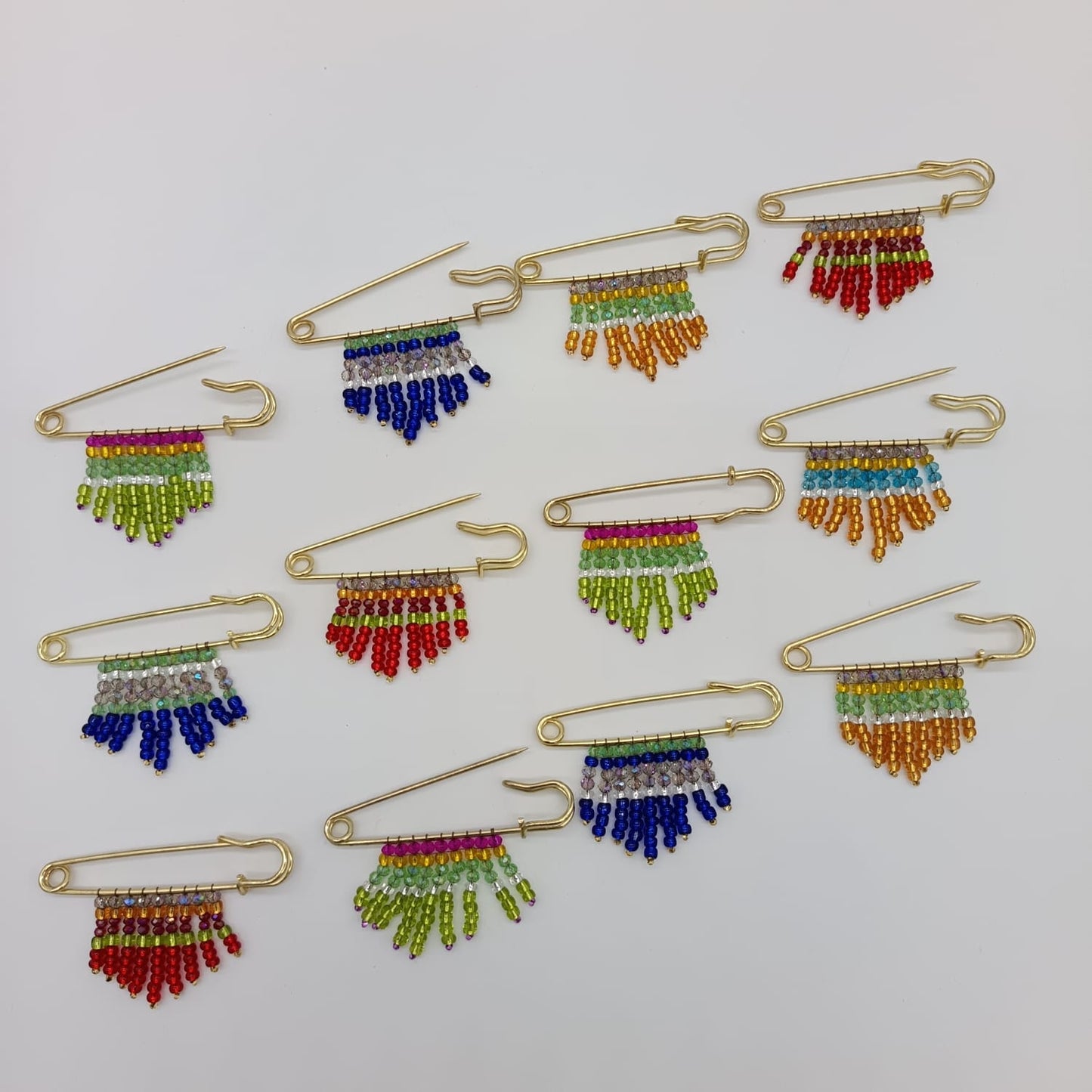 Beaded Safety Pin BROOCH - Set of 12 units