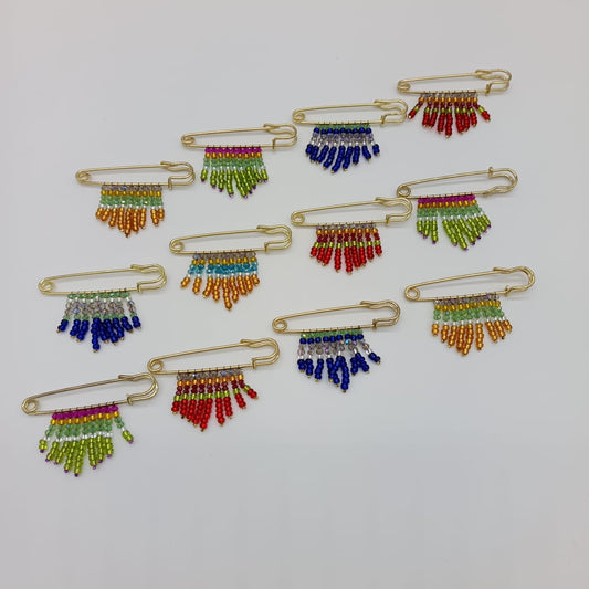 Beaded Safety Pin BROOCH - Set of 12 units
