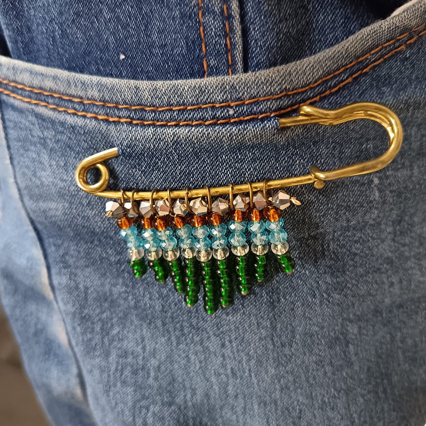 Beaded Safety Pin BROOCH - Set of 12 units
