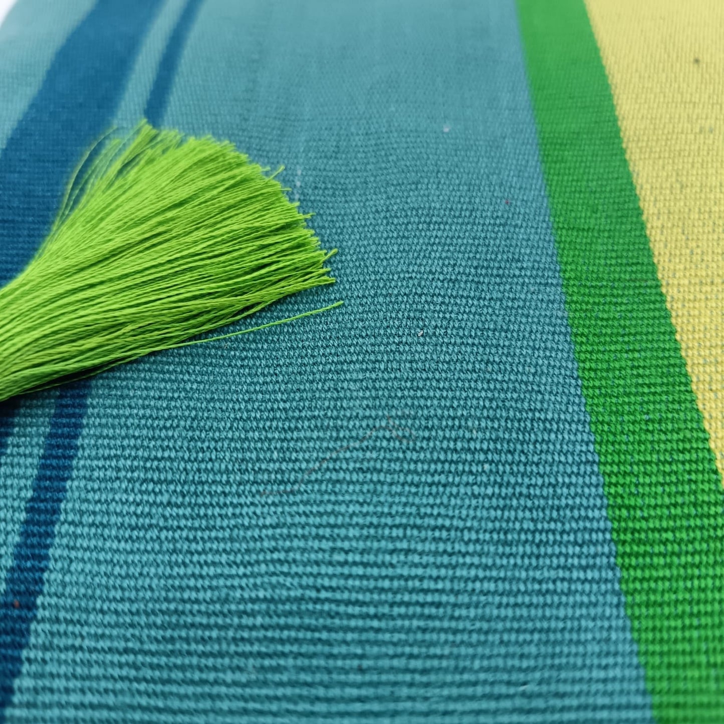 Hand embroidered Cosmetic Bag - Stripes Green