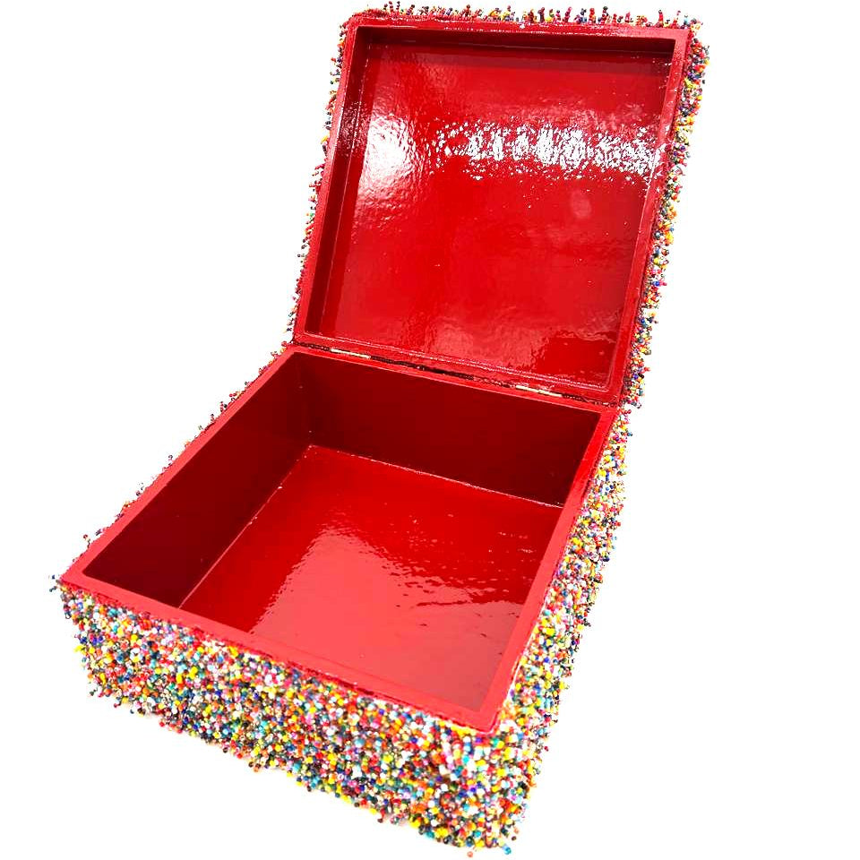 Handcrafted Box lined with Beads - Multicolor