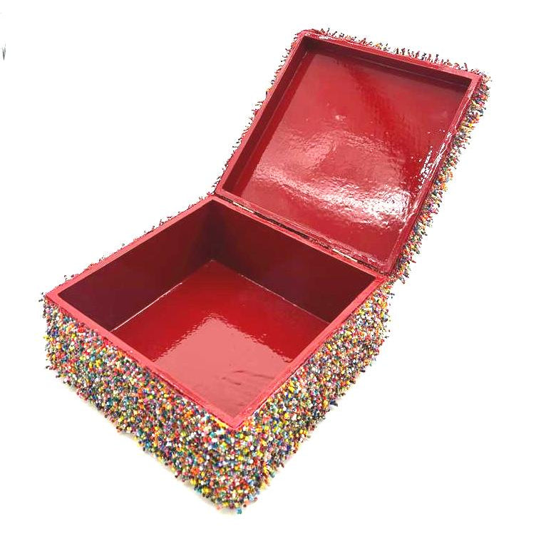 Handcrafted Box lined with Beads - Multicolor