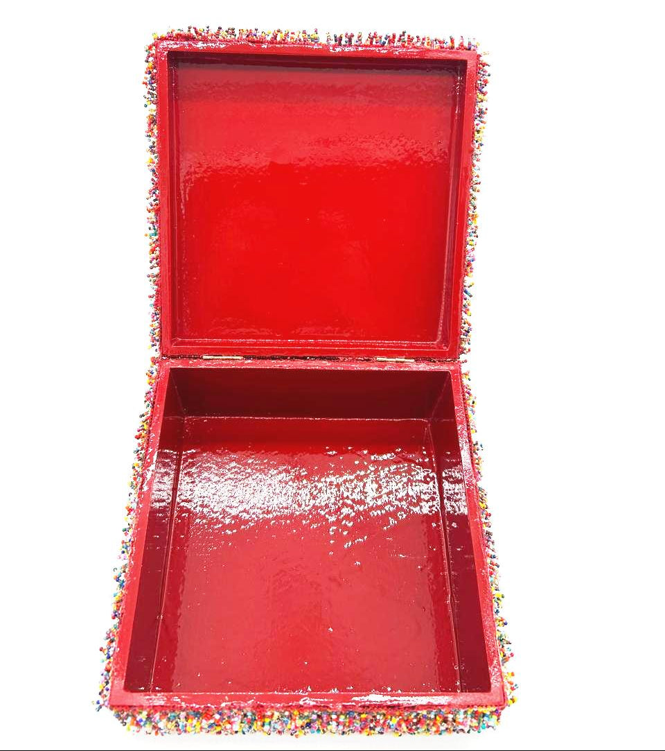 Handcrafted Box lined with Beads - Multicolor