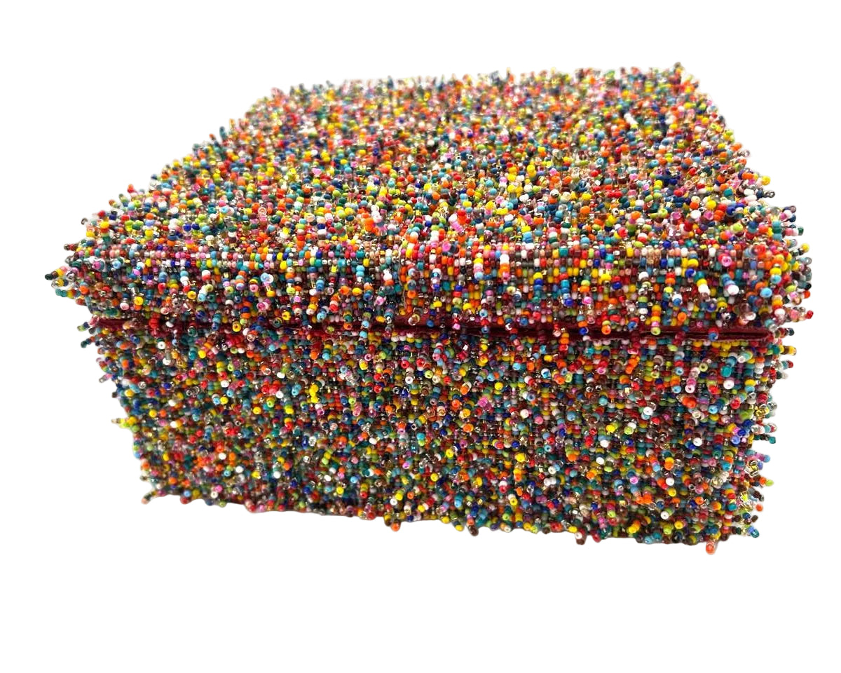 Handcrafted Box lined with Beads - Multicolor