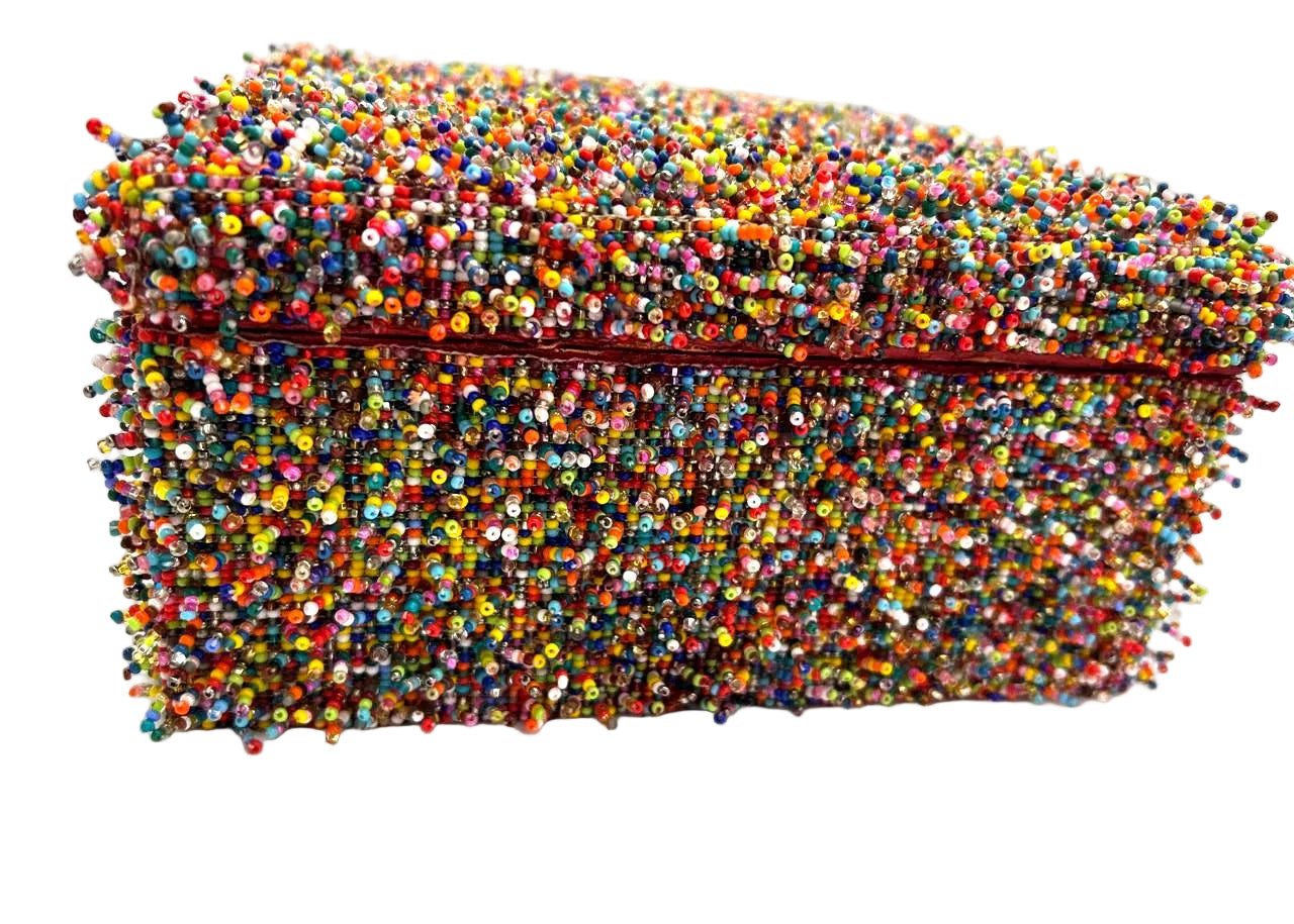 Handcrafted Box lined with Beads - Multicolor