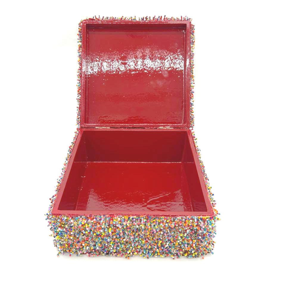 Handcrafted Box lined with Beads - Multicolor