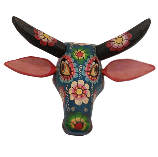 Handcarved wooden Blue Bull decorative Mask
