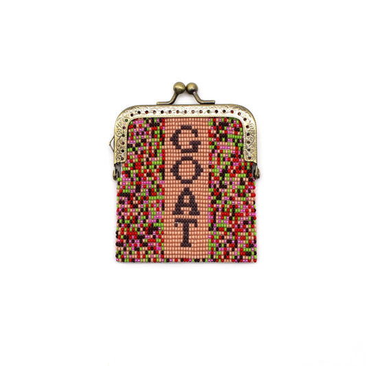 Glass bead coin purse with metal frame - GOAT