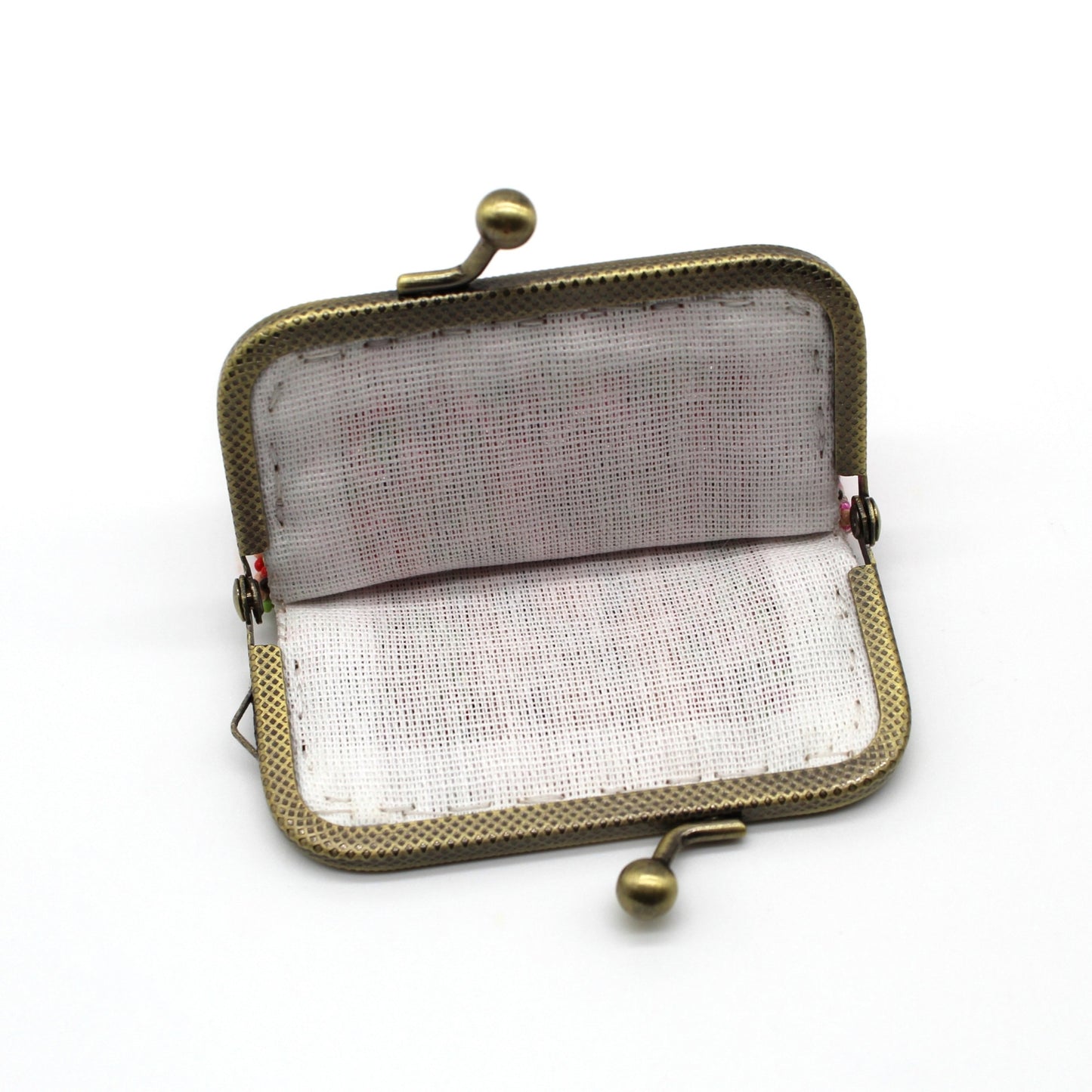 Glass bead coin purse with metal frame - GOAT