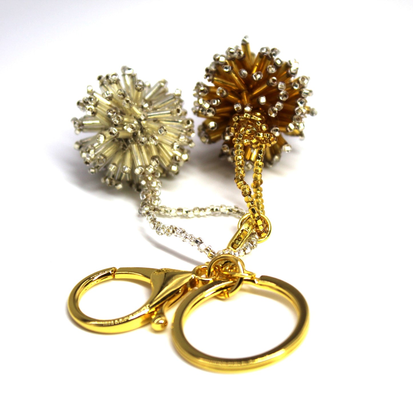 Bag charm - Beaded POM POMS