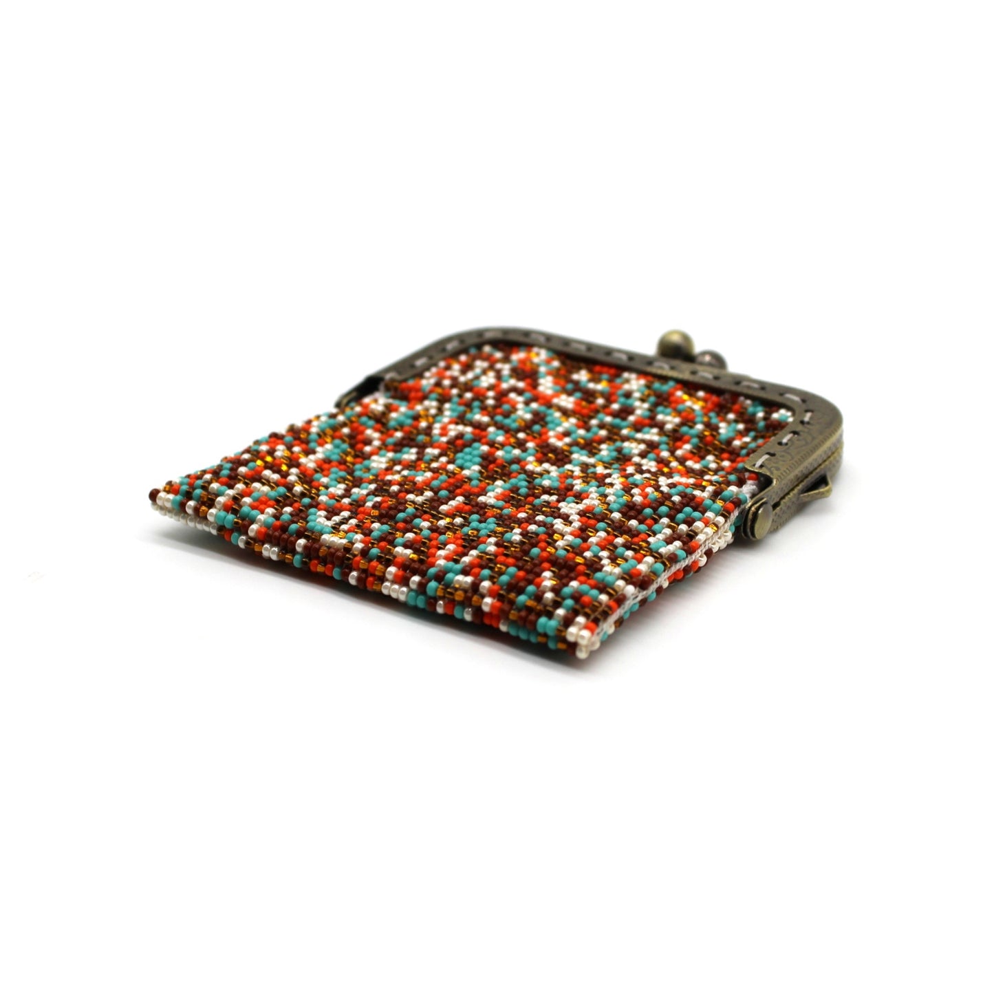 Glass bead coin purse with metal frame - Pushke