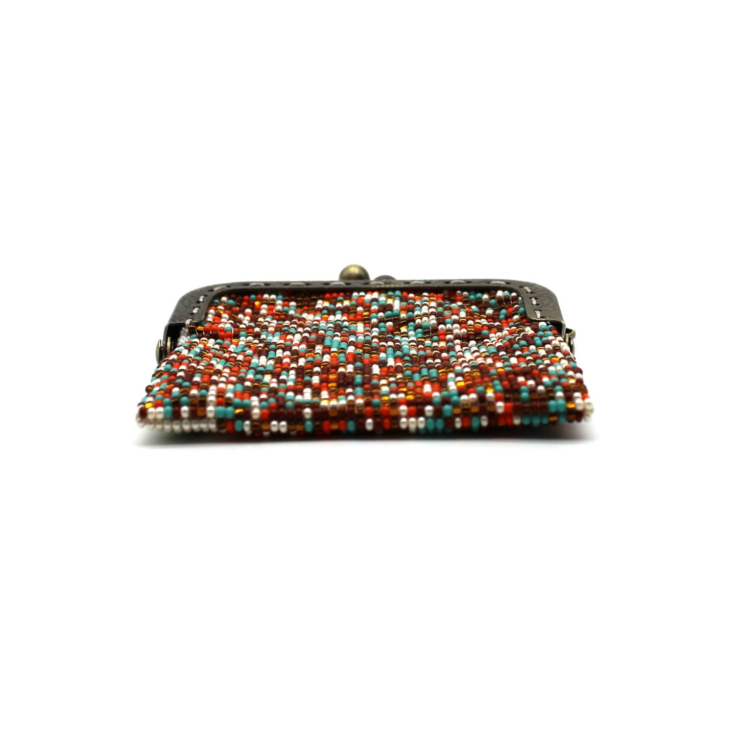 Glass bead coin purse with metal frame - Pushke