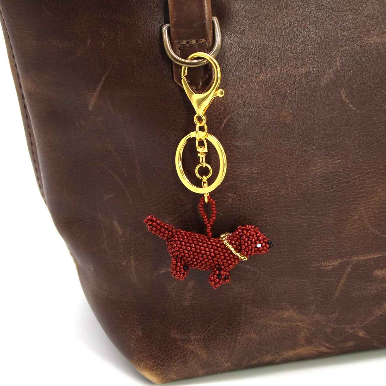 Bag charm - Beaded DACHSHUND