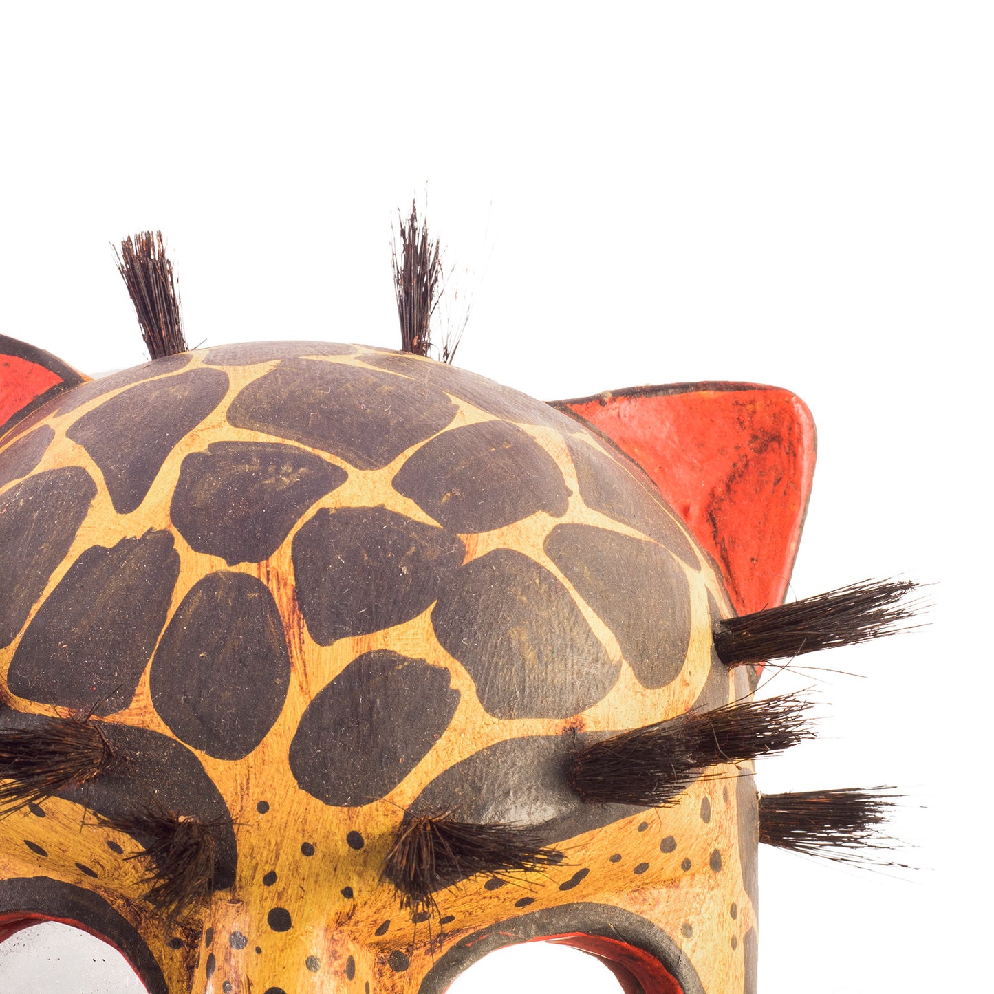 Handcarved Wooden Jaguar dance mask with mirrors