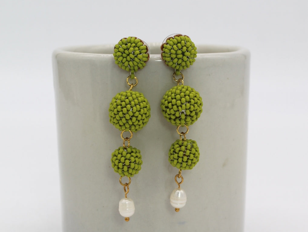 Dome Pearl Earrings - Coral