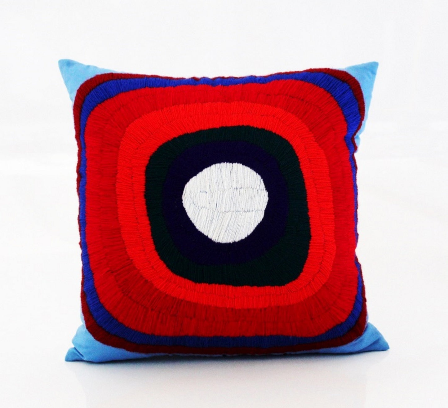 Embroidered pillow cover 16"x16" - Circles RED