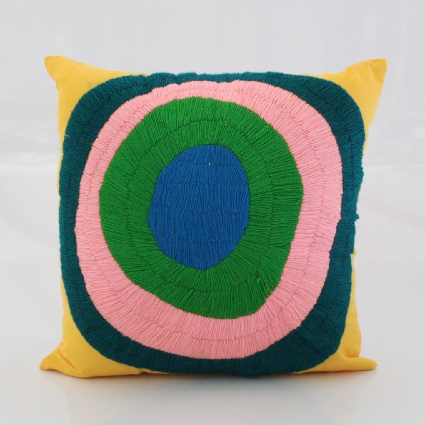 Embroidered pillow cover 16"x16" - Circles TURQUOISE