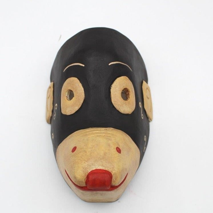 Handcarved Wooden Stick-out Tongue Monkey Mask