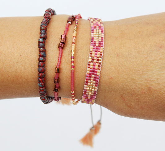 Boho Bracelet – Set of 4 Pink