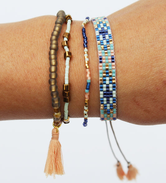 Boho Bracelet – Set of 4 Light Blue