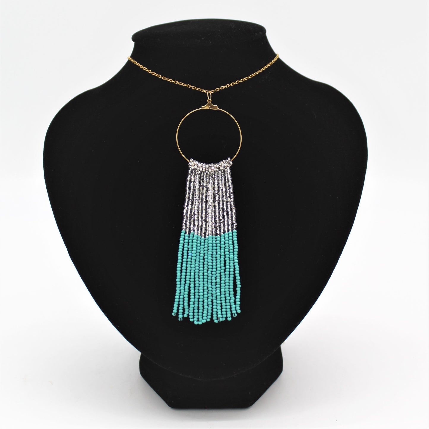 Beaded Cascade Necklace - Turquoise