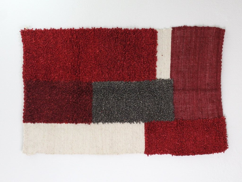 Rectangles Wool textile - Carpet Rug Handwoven