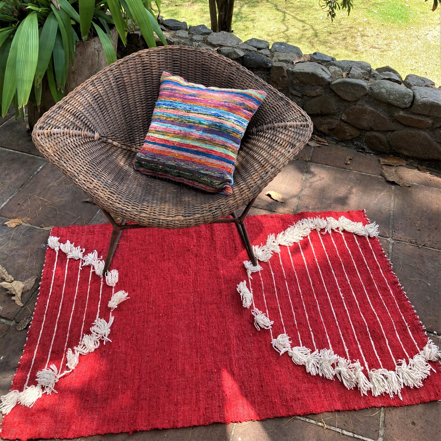 Circles Wool textile - Carpet Rug Handwoven