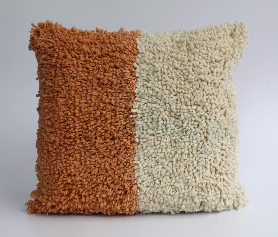 Wool Color Block Pillows, Tan-Natural
