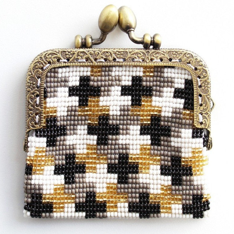 Glass Bead Coin Purse With Metal Frame - Rome