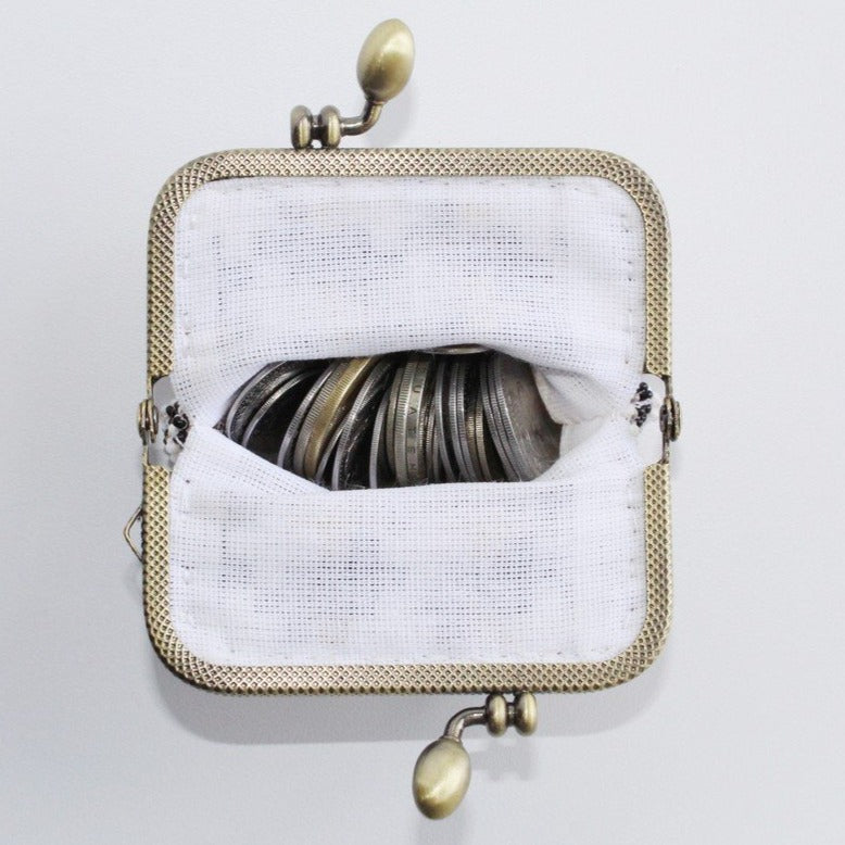 Glass Bead Coin Purse With Metal Frame - Rome