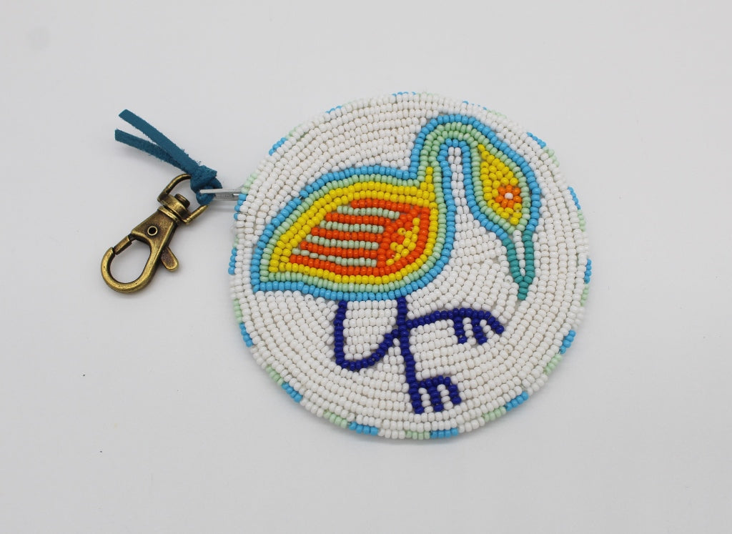 Glass bead coin purse Heron