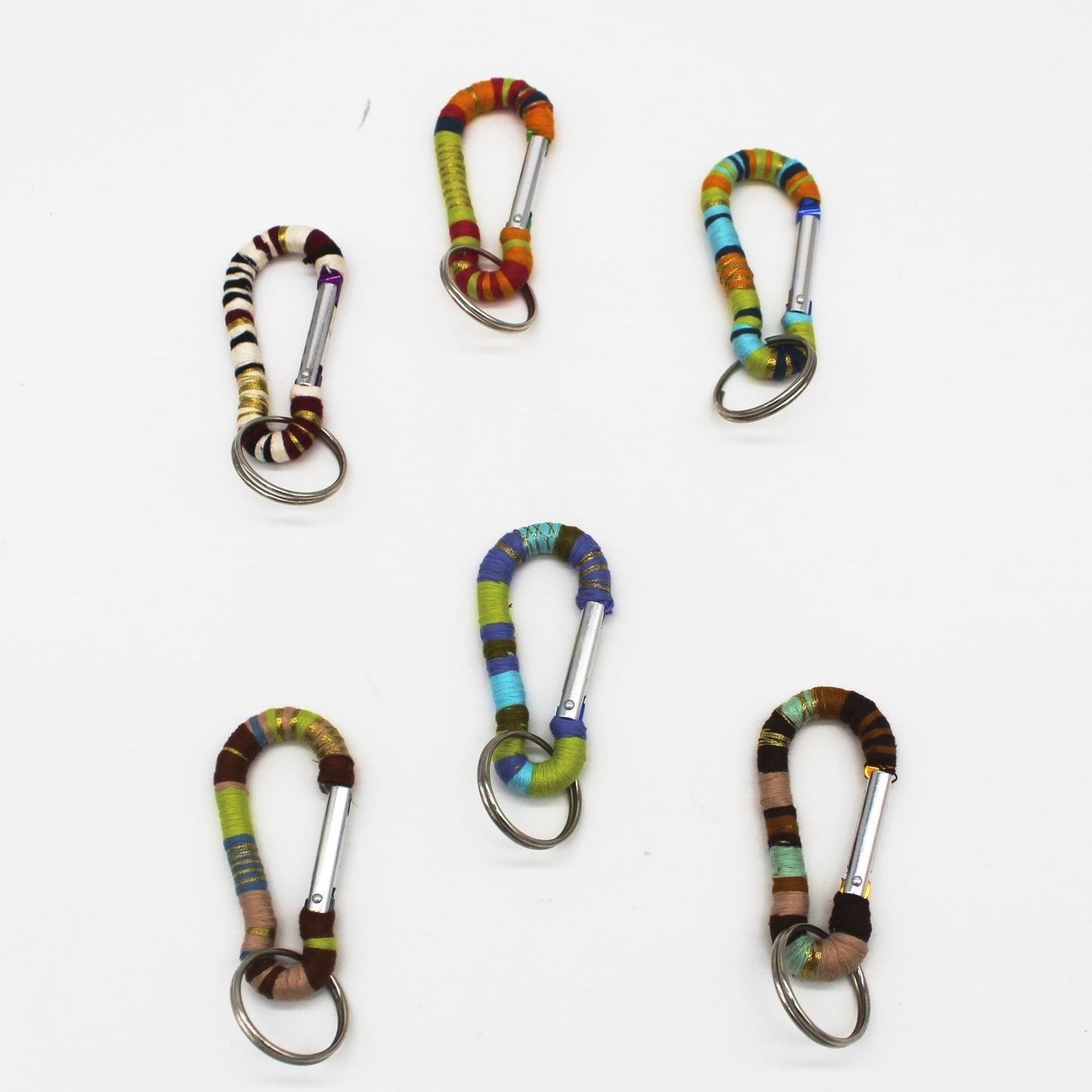 Carabiner keychains, 6 vibrant new colors in a set.