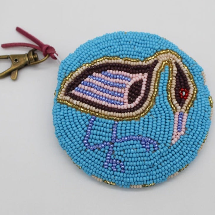 Glass bead coin purse Heron