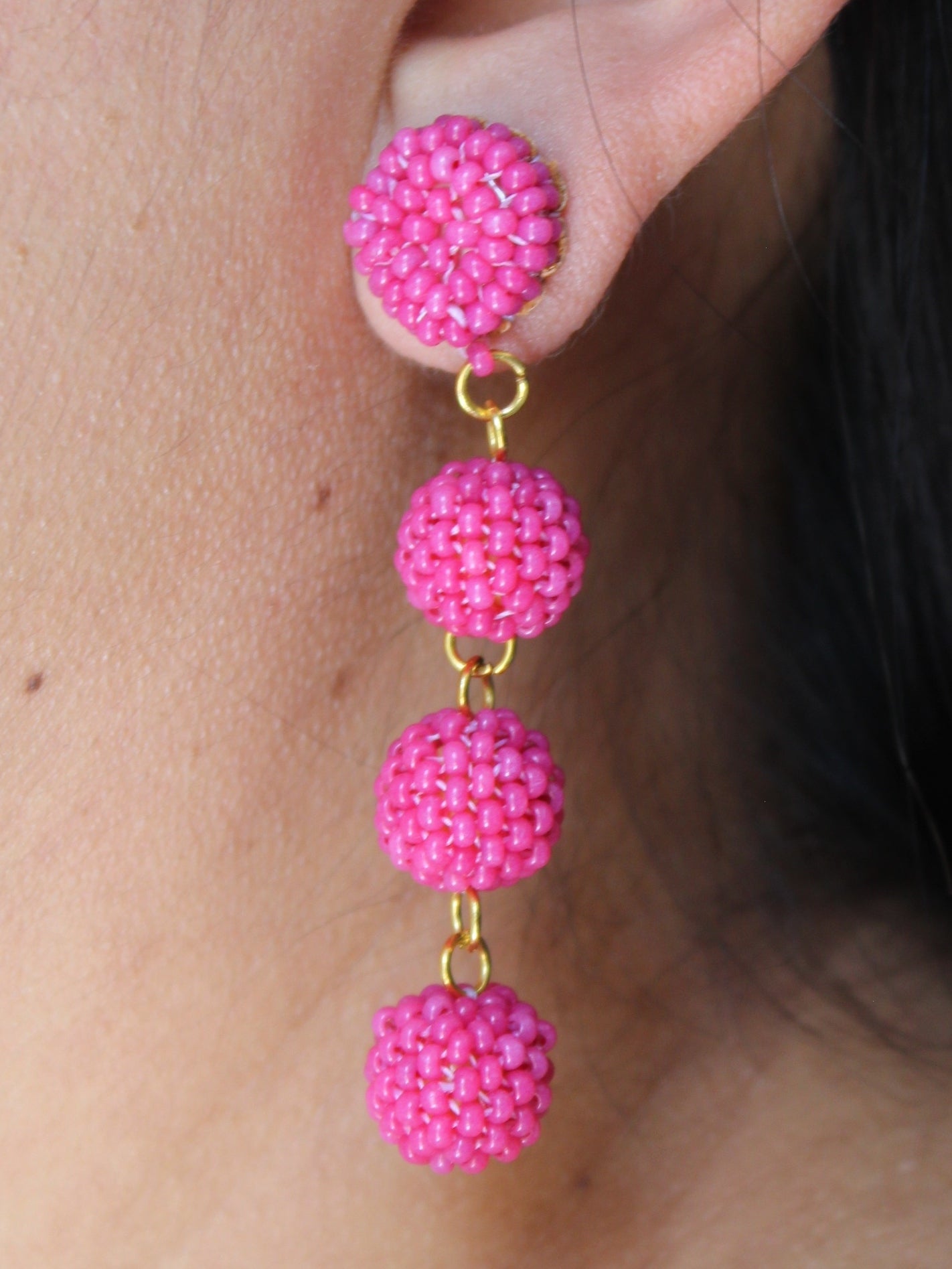 Dome Four Earrings - Coral