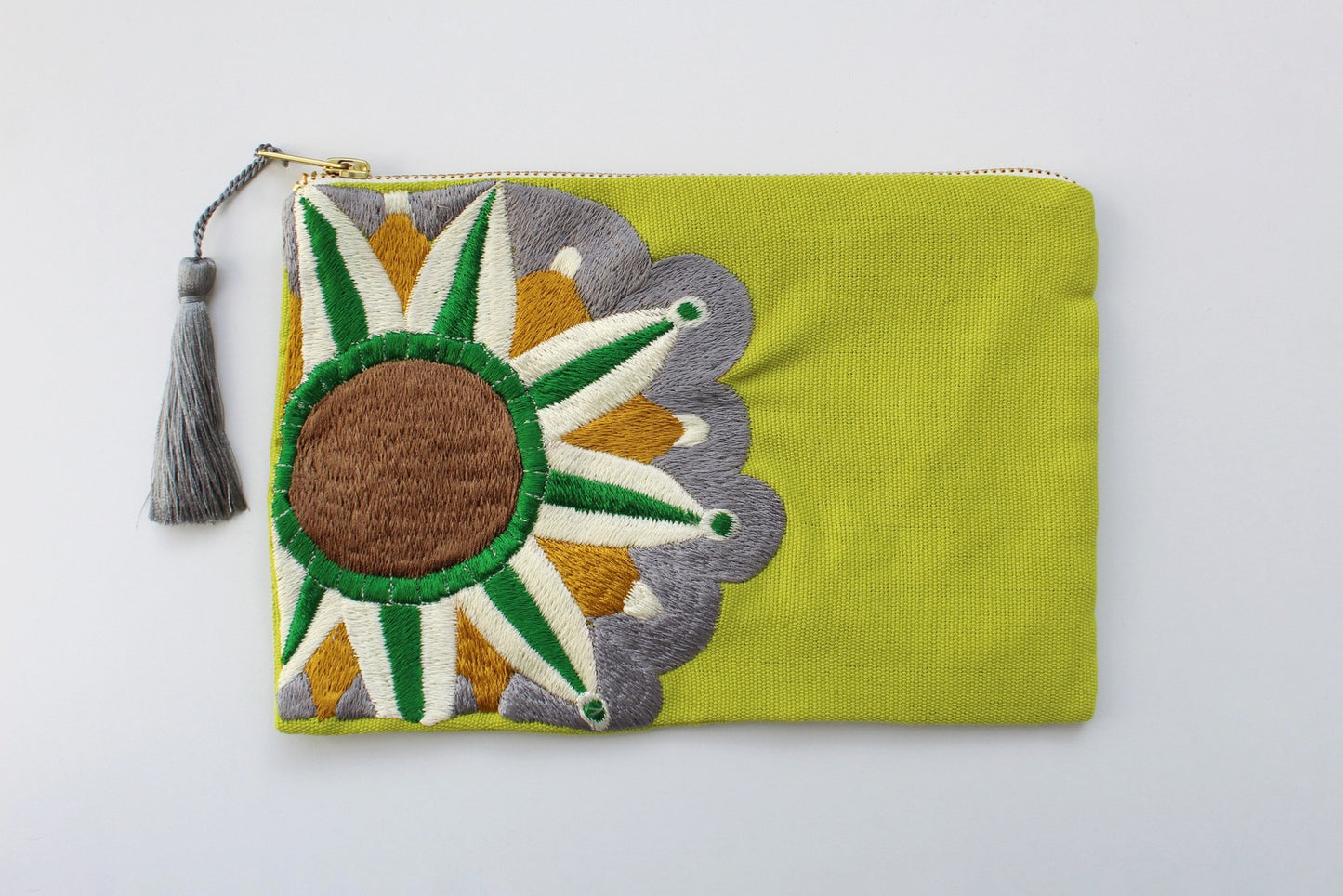 Embroidered Cosmetic Bag - Bright Green