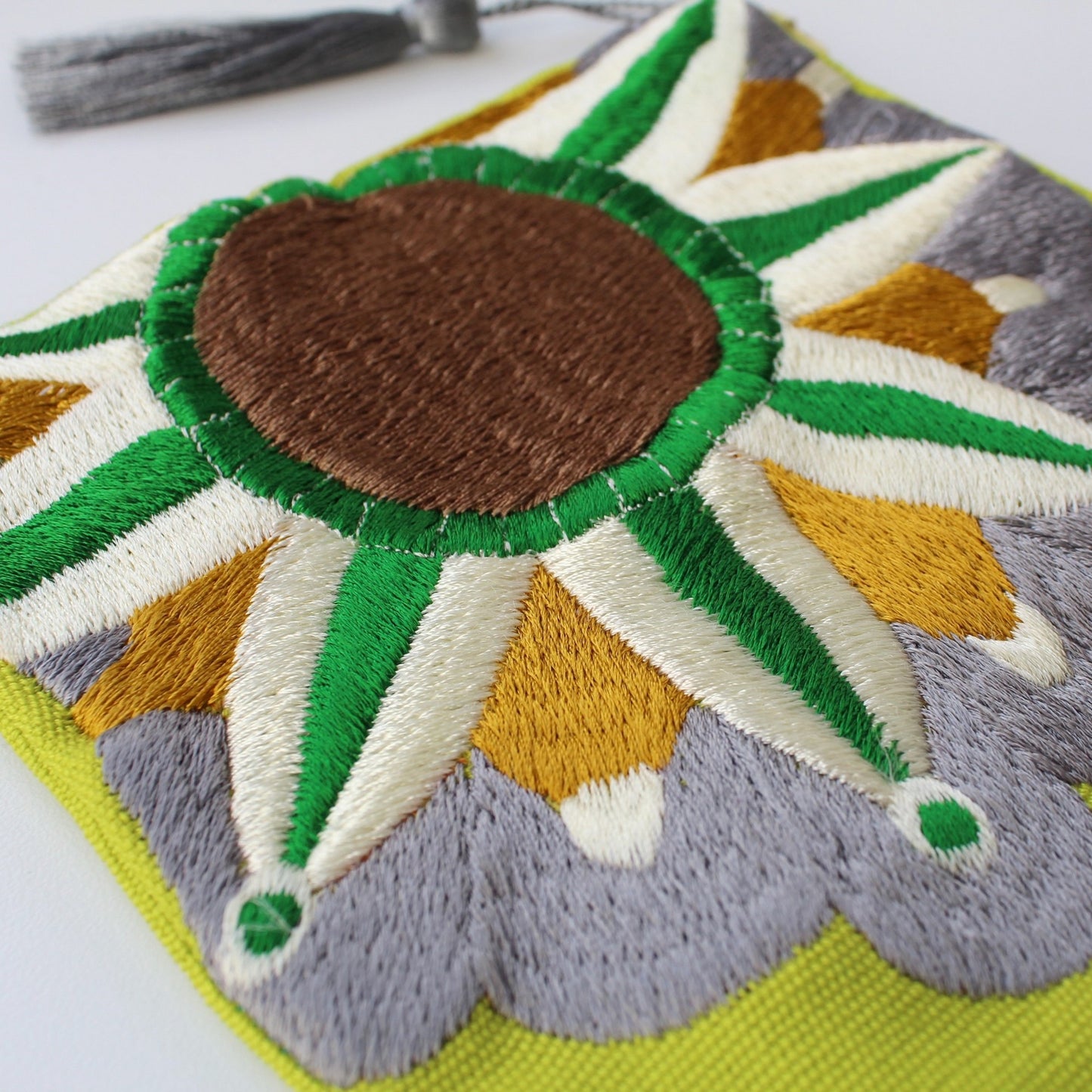 Embroidered Cosmetic Bag - Bright Green