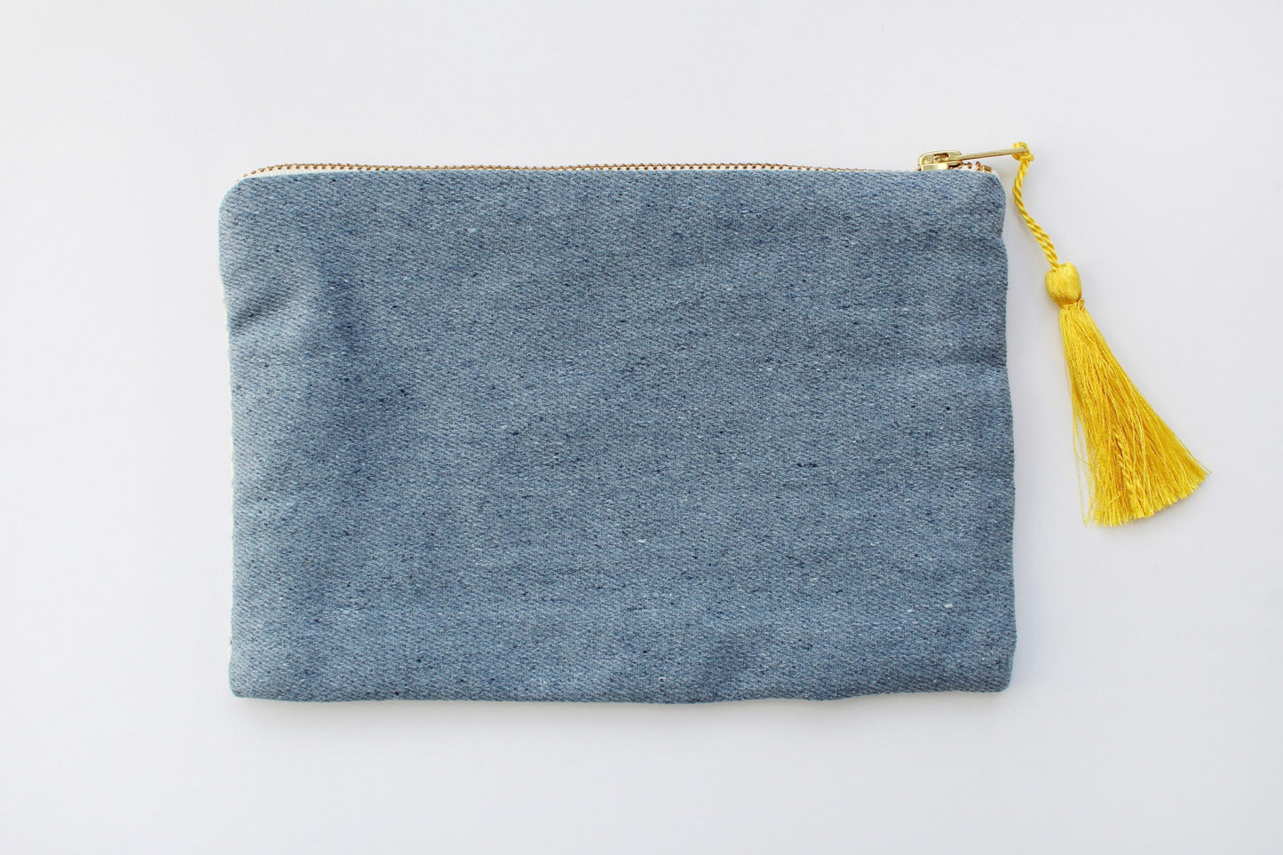 Embroidered Cosmetic Bag - Stripe Denim