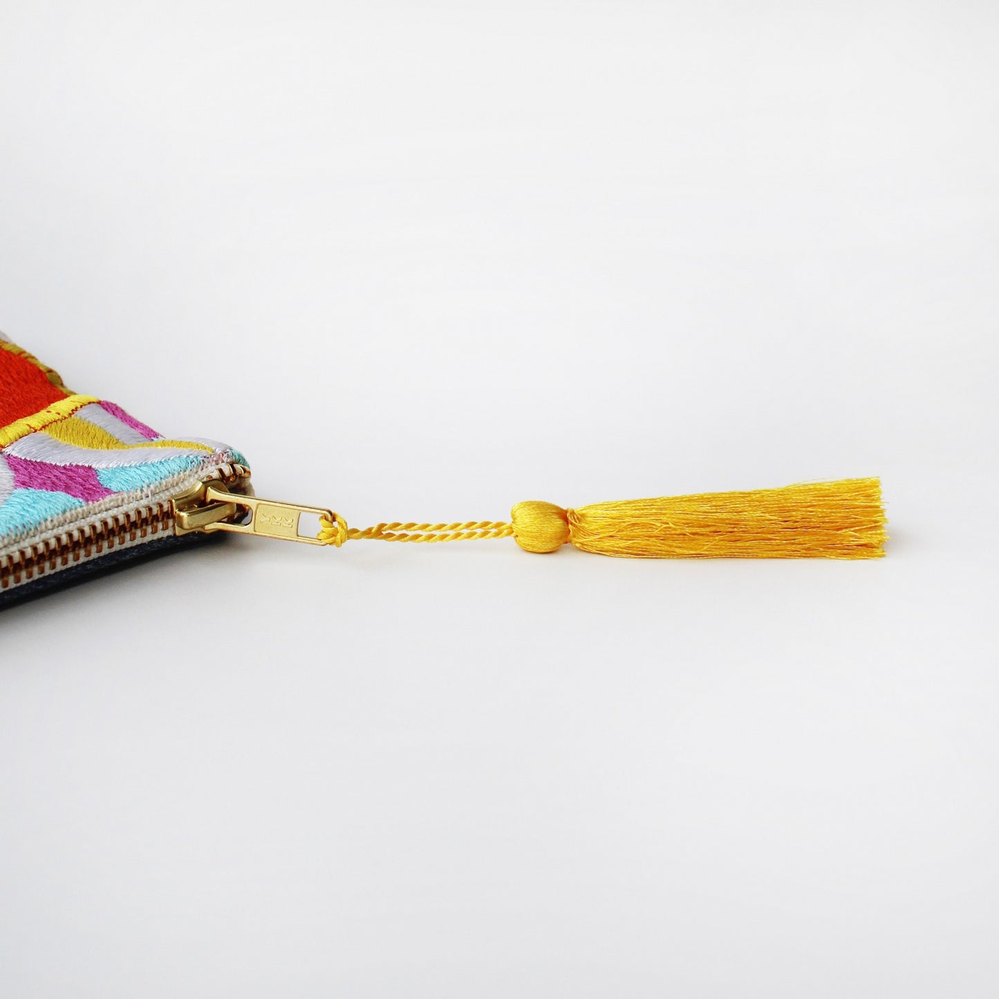 Embroidered Cosmetic Bag - Stripe Denim