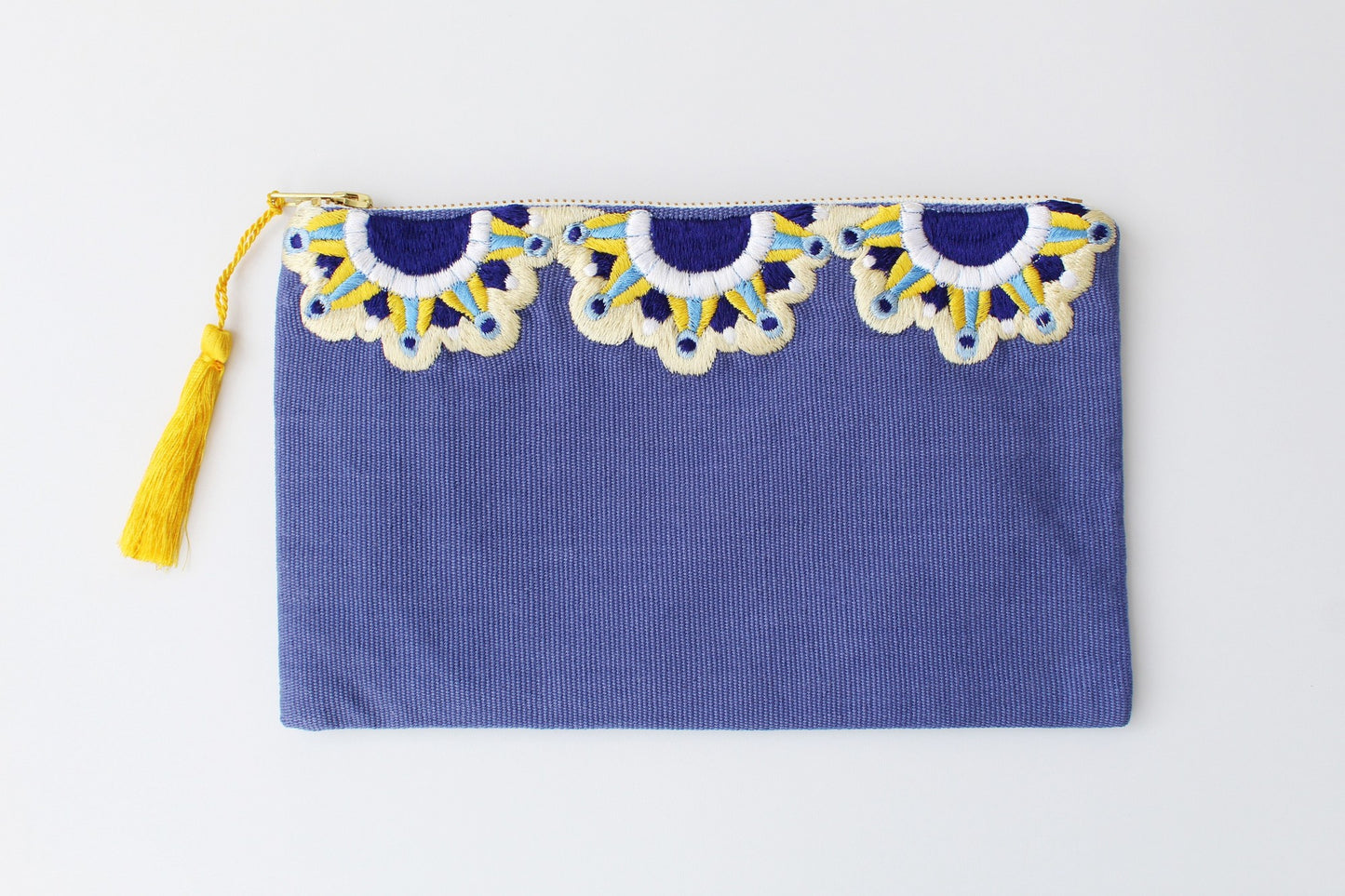 Embroidered Cosmetic Bag – Light Blue