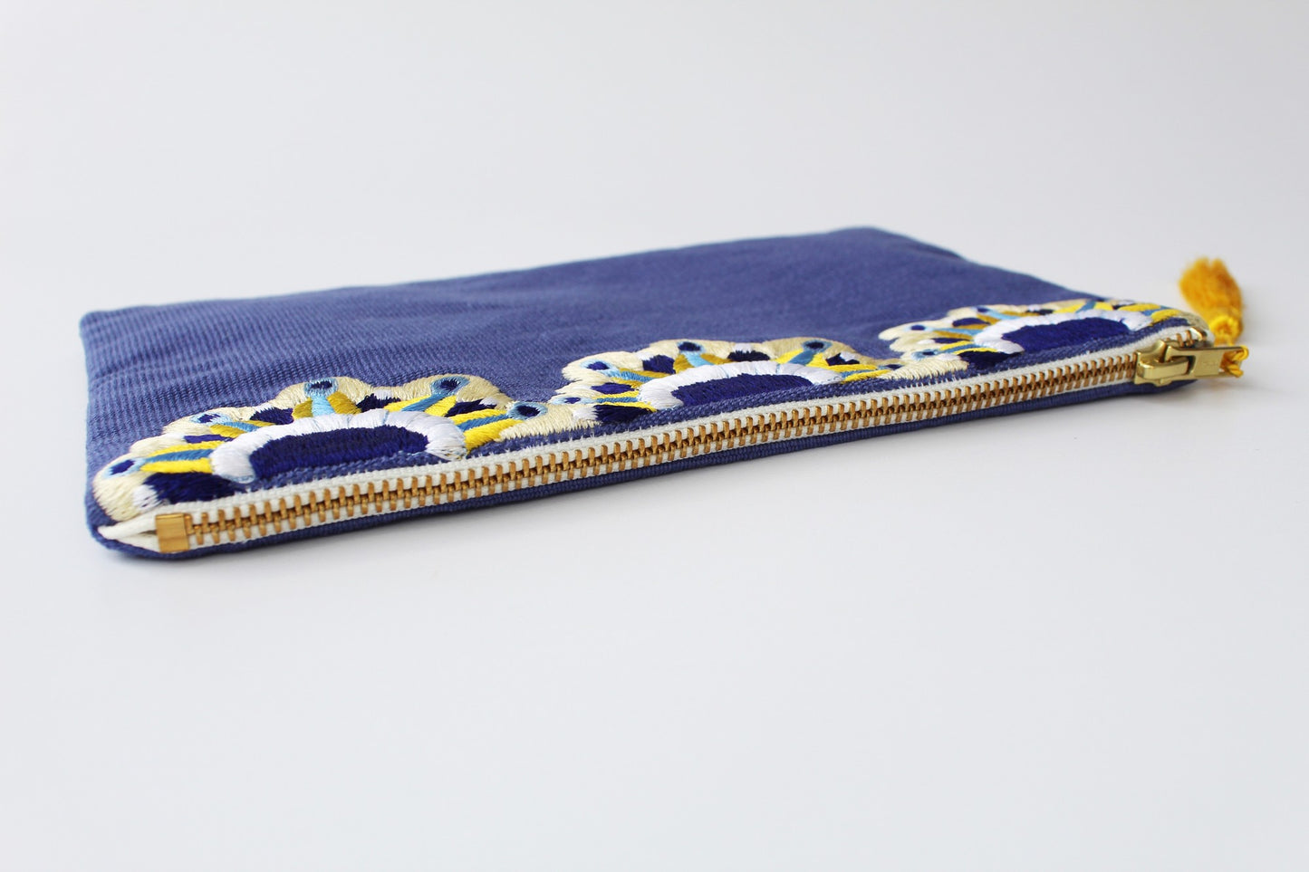 Embroidered Cosmetic Bag – Light Blue