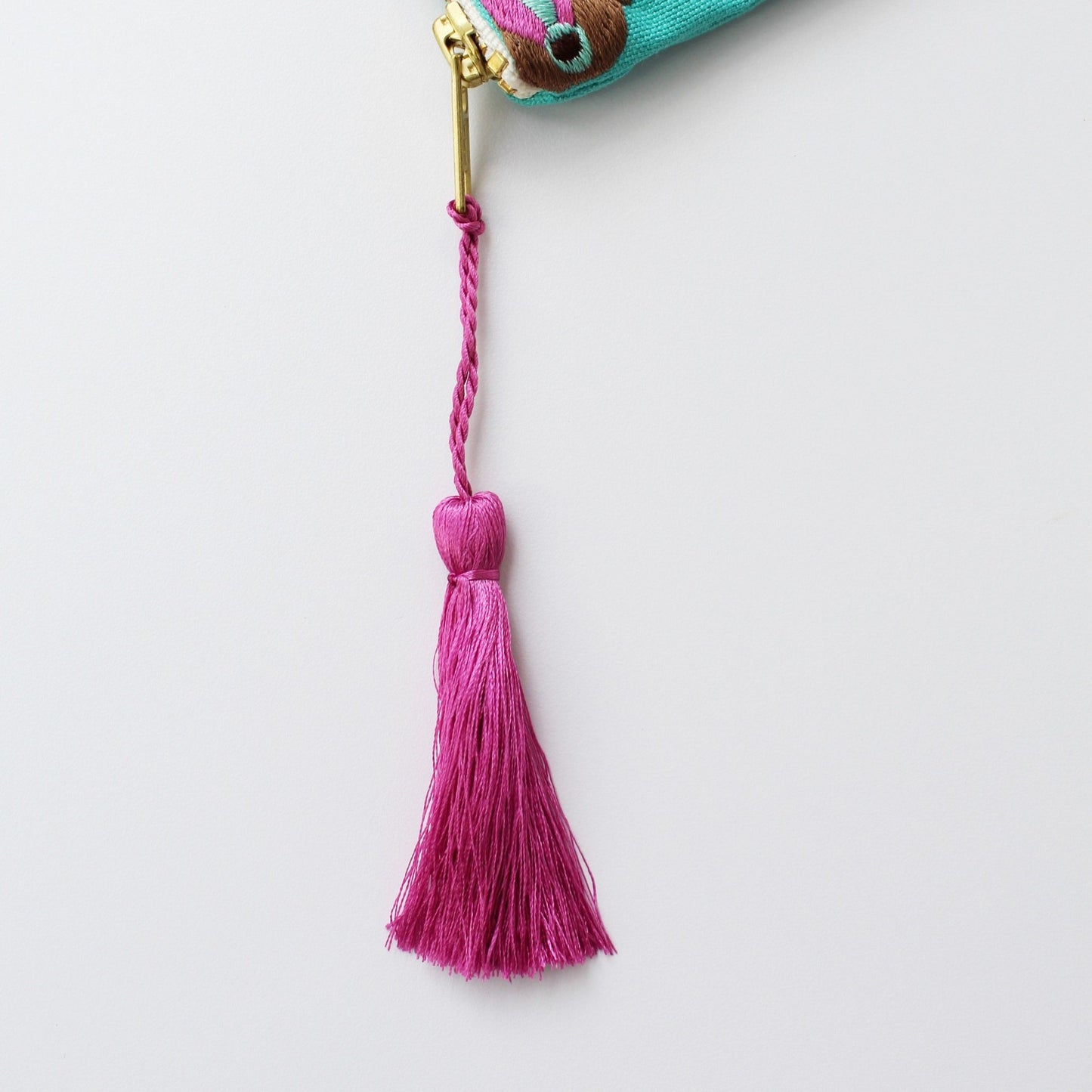 Embroidered Cosmetic Bag - Turquoise Fuchsia