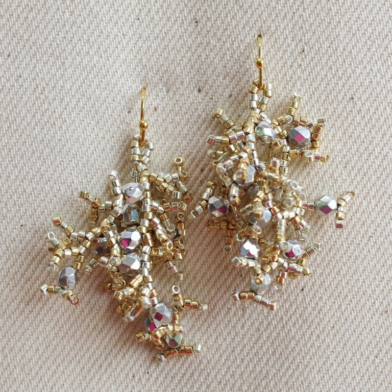Crystal Firecracker Earrings Silver