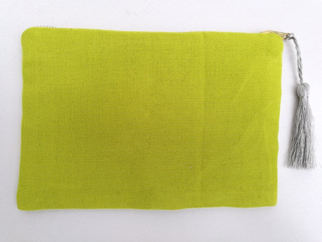 Embroidered Cosmetic Bag - Bright Green reverse