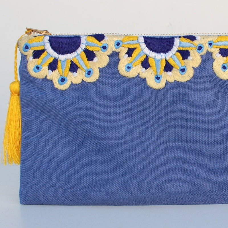 Embroidered Cosmetic Bag – Light Blue details
