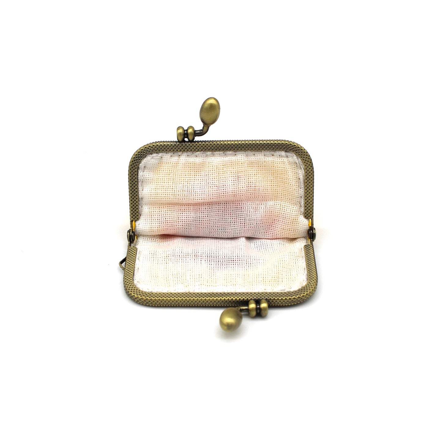 Glass bead coin purse with metal frame - Yellow Eye
