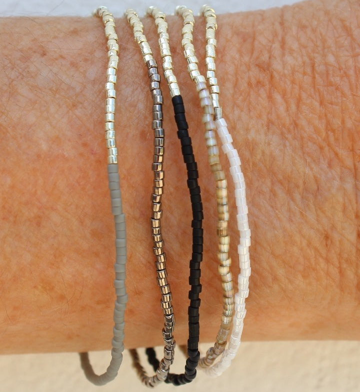 Bracelet  Miyuki glass beads on elastic thread.